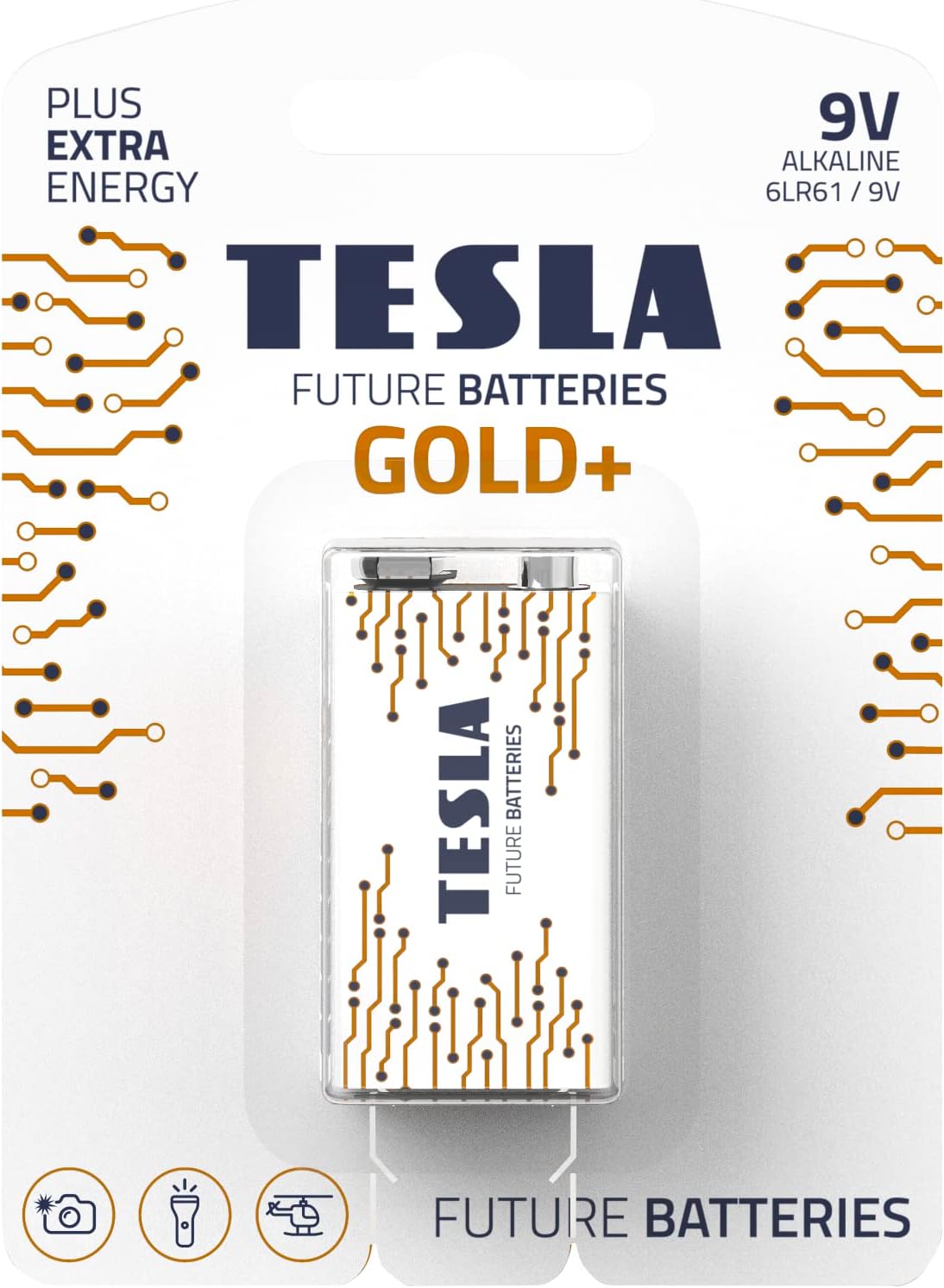 101692952232956999.jpg TESLA BATTERIES 9V GOLD+ ( 6LR61 / BLISTER FOIL 1 PC)